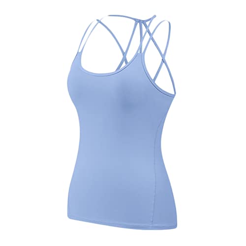 HNVAVQ Damen Sport Top mit Integriertem BH - Longline Gepolsterter Yoga-BH, Gym Fitness Tanktop von HNVAVQ