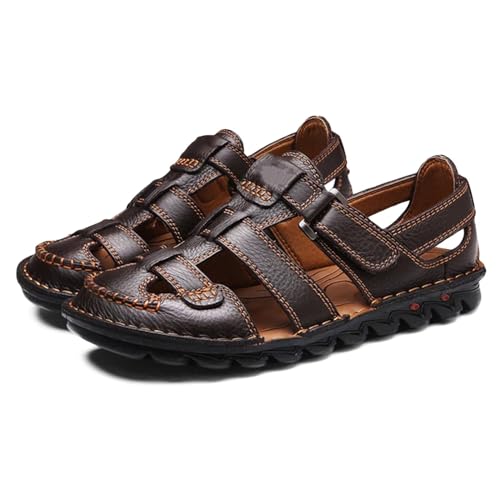 HNVAVQ Herren-Sport-Sandalen Outdoor-Wandern Sandalen Geschlossene Zehe Leder Athletic Casual Sandalen Wasser Schuhe Sommer von HNVAVQ