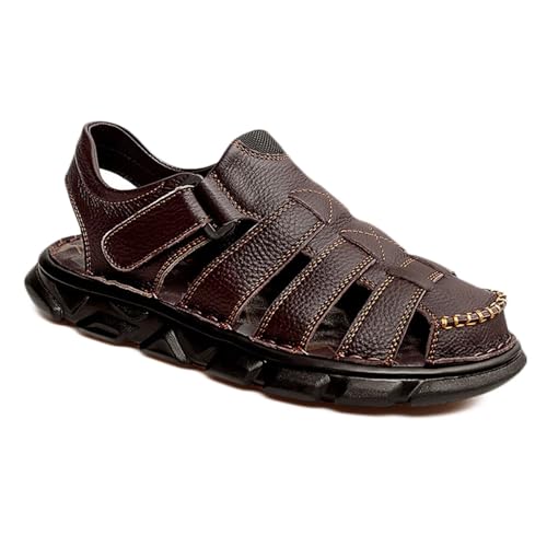 HNVAVQ Männer Geschlossene Zehe Wandersandalen Leder Sport Outdoor Sandalen Sommer Strand Fischer Sandalen Wasserdicht von HNVAVQ