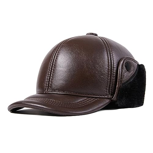 Herren Fliegermütze Winter Mütze Warme Pilotenmütze mit Ohrenklappen Kunstfell Wintermütze Ohrenschützer Bomber Hut Trapper Mütze von HNVAVQ