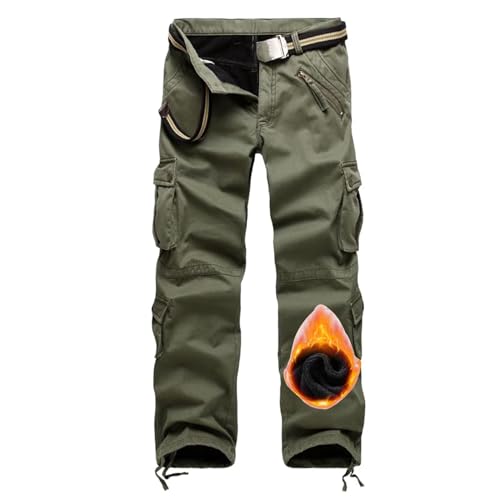 Herren Softshell Arbeitshose, Cargo Fleece gefütterte Thermohose, Ski Jagd Golf Wandern Taktische Hose mit 8 Taschen von HNVAVQ