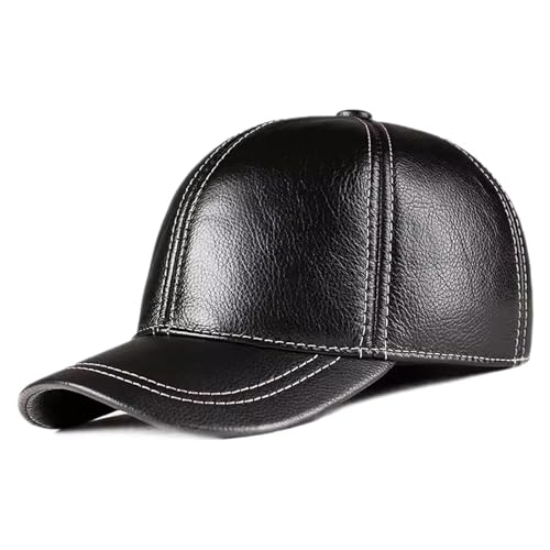 Leder Baseball Cap für Herren Verstellbar Hut Sonnenhüte Casual Baseballkappe Klassisch Sport Mützen Schirmmütze von HNVAVQ