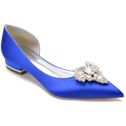 Satin Wedding Flats for Bride Low Heels Dress Sandals Closed Pointed Toe Bridal Shoes Wedding Shoes for Prom Evening Party Satin Wedding Flats for Bride Low Heels Dress Sandals Closed Pointed Toe Bridal Shoes Wedding Shoes for Prom Evening Party von HNVAVQ