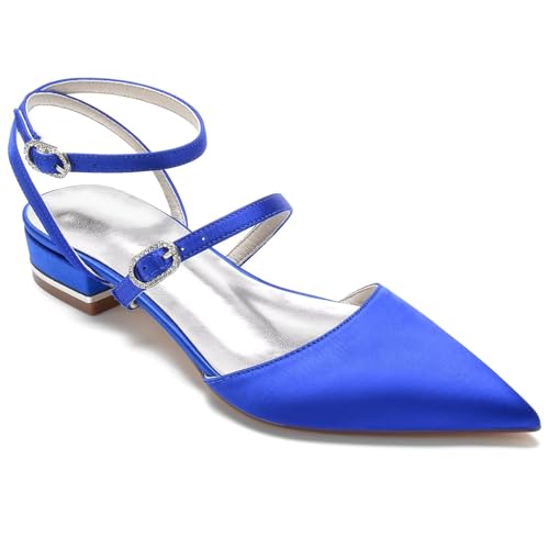 Wedding Shoes for Women Bride Flats Pointed Toe Bridal Dress Shoes Ankle Strap for Evening Party Prom Low Heel Pumps Ballet Flats,1inch Wedding Shoes for Women Bride Flats Pointed Toe Bridal Dress Shoes Ankle Strap for Evening Party Prom Low Heel Pumps Ballet Flats,1inch von HNVAVQ