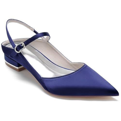 Women's Dress Shoes Low Heel Pumps Closed Toe Comfort Casual Slingback Flats Ankle Strap Satin Pointed Toe Wedding Flats Bridal Shoes for Prom Evening Party Women's Dress Shoes Low Heel Pumps Closed Toe Comfort Casual Slingback Flats Ankle Strap Satin Pointed Toe Wedding Flats Bridal Shoes for Prom Evening Party von HNVAVQ