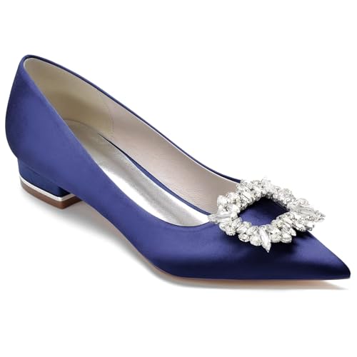 Women's Pointed Toe Wedding Flats for Bride Comfortable Satin Wedding Shoes Crystal Low Heels Bridal Sandals Ballet Flats Evening Prom Party Dress Shoes Pumps,Slip On Women's Pointed Toe Wedding Flats for Bride Comfortable Satin Wedding Shoes Crystal Low Heels Bridal Sandals Ballet Flats Evening Prom Party Dress Shoes Pumps,Slip On von HNVAVQ