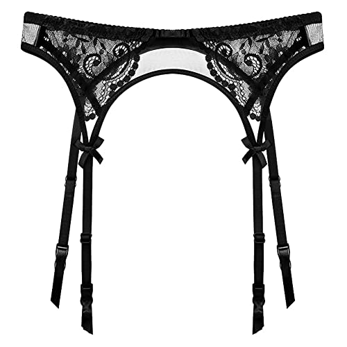 HNYBD Damen Strapsgürtel Spitze Strumpfgürtel Strümpfe Retro Strapsgürtel Dessous Set für Holdup Strümpfe, Schwarz , 38 von HNYBD