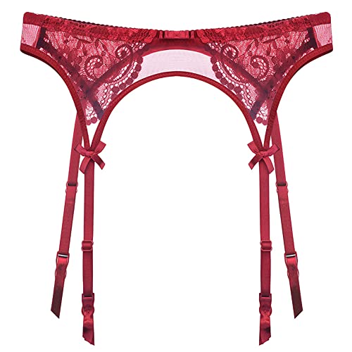 HNYBD Damen Strapsgürtel Spitze Strumpfgürtel Strümpfe Retro Strapsgürtel Dessous Set für Holdup Strümpfe, rot, 38 von HNYBD