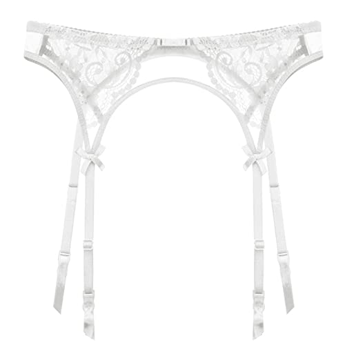 HNYBD Damen Strapsgürtel Spitze Strumpfgürtel Strümpfe Retro Strapsgürtel Dessous Set für Holdup Strümpfe, weiß, 46 von HNYBD