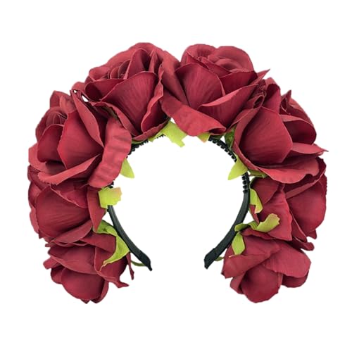 Brautdusche Blume Stirnband Frauen Hochzeit Hairhoop Rose Haarband für Mädchen Frauen Sommer Kopfschmuck Frauen Stirnband von HNsdsvcd