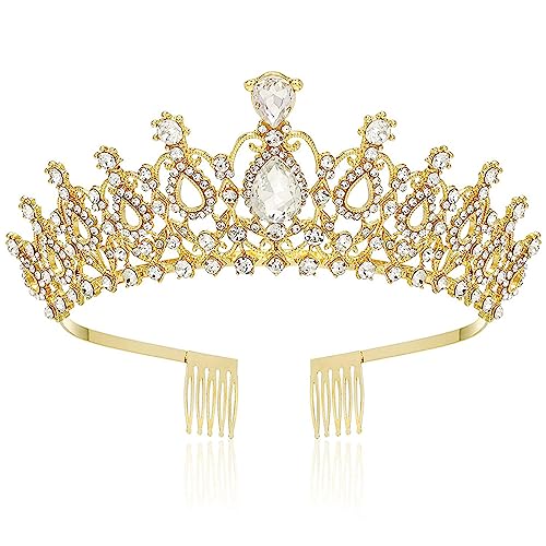 Brautschmuck, voller Diamantkristall mit Befestigungskamm für Hochzeit, Party, Kopfschmuck mit Strasssteinen, Frauengeburtstag, Barock-Stirnband, Hochzeit, Barock-Stirnbänder für Damen von HNsdsvcd