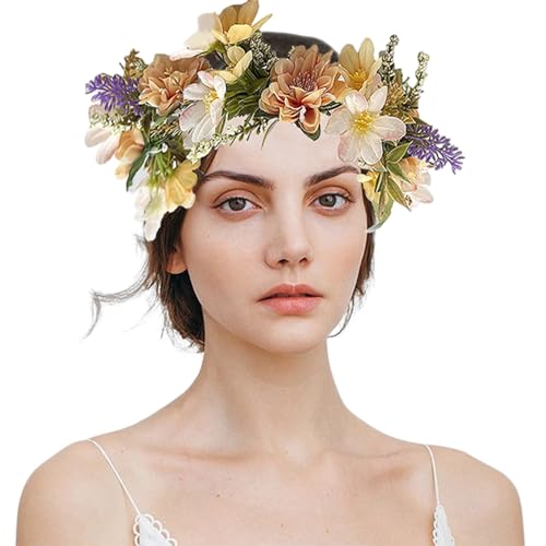 Bunte Blumen-Haarbänder für Damen, Braut, Blumenkranz, perfektes Geschenk, geeignet für verschiedene Anlässe, elastische Kopfbedeckungen von HNsdsvcd