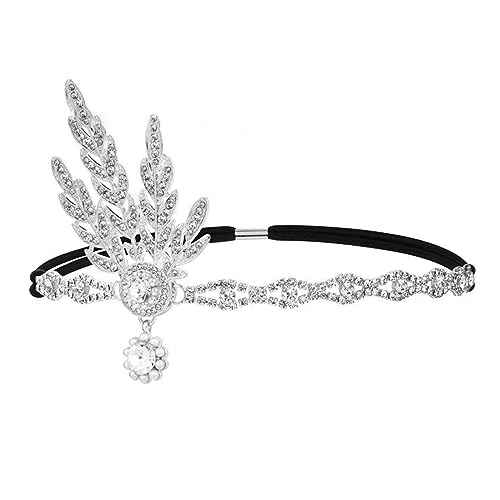 Dekoratives Strass-Tiara-Stirnband für Damen, formeller Kopfschmuck, ComingofAge Zeremonie, Charm-Kopfschmuck, Perlen und Diamanten, Haar-Accessoire, Geschenk für Frauen, elastisches Stirnband von HNsdsvcd