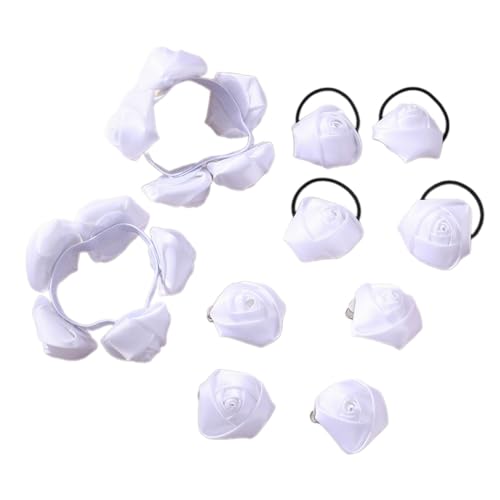 Elastische Haargummis, Schmetterling/Rose, Haargummi, Haarspangen-Set, 10 Stück, Spitzen-Haarseil, für Damen und Mädchen, Haarschmuck, Haarbänder-Set für Frauen und Mädchen von HNsdsvcd