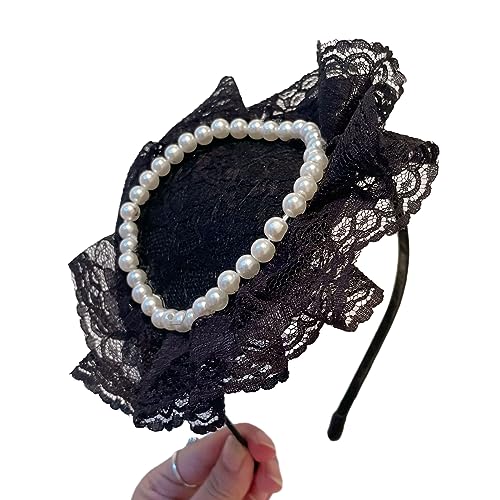 Eleganter Fascinator für Damen, Cocktail, Teeparty, Kopfbedeckung, exquisiter französischer Fascinator für Hochzeit, Spitzen-Stirnband von HNsdsvcd