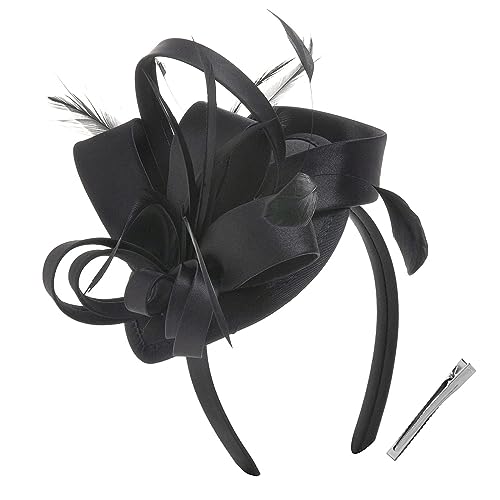 Eleganter Hochzeits-Fascinator mit Blumen-Pillendose für Make-up-Party, Hochzeit, Party, Mrs. Maisel, schwarz, Haarschmuck für Damen, Hochzeit von HNsdsvcd