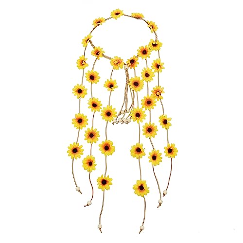 Ethnisches Stirn-Stirnband, Bohemian-Kopfschmuck, Sonnenblumen-Haarband, Stirnband, Blumen-Haarband, Damen, Urlaubszubehör, Haar-Accessoire, florales Stirnband von HNsdsvcd