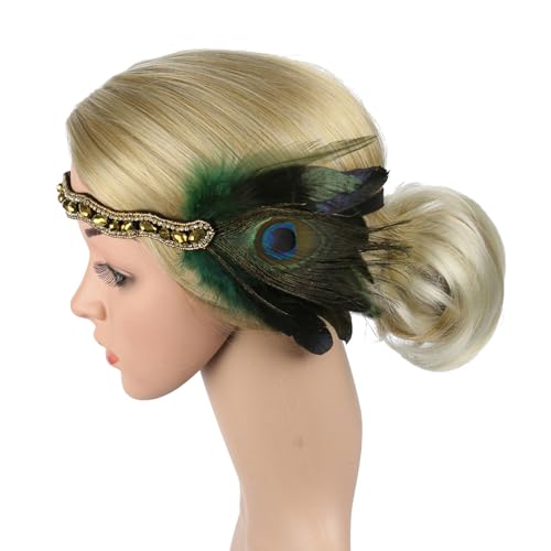 Feder-Stirnband für Damen, elastisch, 1920er-Jahre-Stirnband, Karneval, Hochzeit, Party, Braut, Fotografie, Haarschmuck, ethnische Stirnbänder für Frauen von HNsdsvcd