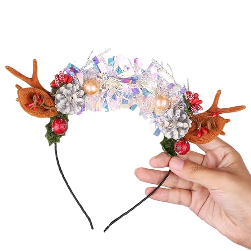 Festliches Haarband für Weihnachten, Hirschgeweih, Haarreifen für Erwachsene, Kinder, Urlaub, Kostüm, Partybevorzugung, Kopfschmuck, Urlaubs-Stirnband, Damen-Stirnband, Haarschmuck für Mädchen von HNsdsvcd