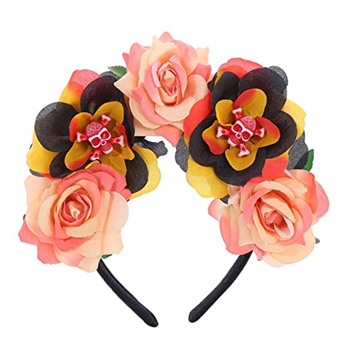 Gothic-Totenkopf-Stirnband, Halloween-Haarband, Gothic-Blumenkronen für Frauen, Tag der Toten, Stirnband, Gothic-Blumenkronen für Frauen von HNsdsvcd