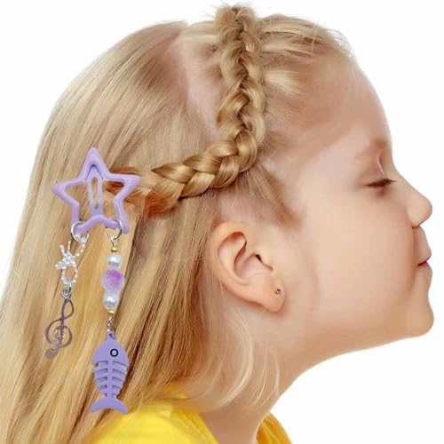 Haarspangen mit Sternen, für süße Mädchen, niedlicher Charm, Haarschmuck, Haar-Accessoires, Haarspange für Damen, dünnes/dickes Haar, Haarspange für Damen, dickes Haar, Schnapphaar, Rosa / Lila von HNsdsvcd