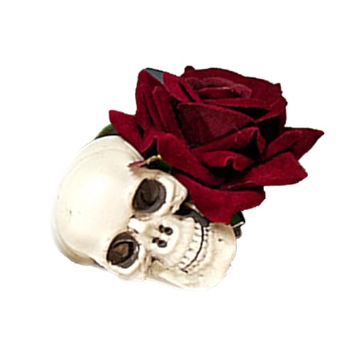 Halloween-Haarspange für Damen, Totenkopf-Rose, Haarnadel, weiblich, Punk, Entenschnabel-Clip, Tag des Todes, cooler Kopfschmuck, Punk-Haarnadel für Cosplay-Party von HNsdsvcd