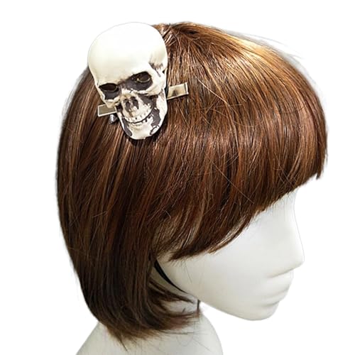 Halloween-Haarspange für Damen, Totenkopf-Rose, Haarnadel, weiblich, Punk, Entenschnabel-Clip, Tag des Todes, cooler Kopfschmuck, Punk-Haarnadel für Cosplay-Party von HNsdsvcd