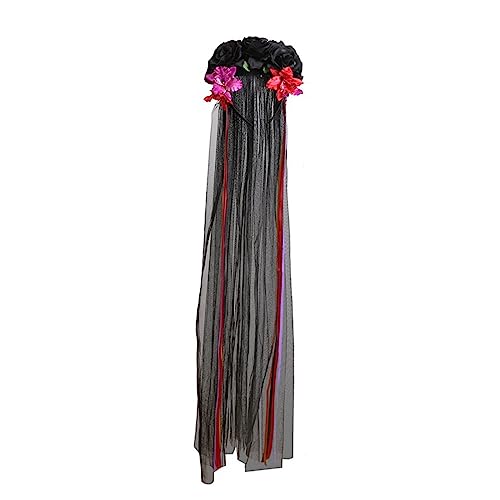 Halloween Party Schleier Haarband Gothic Rose Blume Stirnband Kostüm Frauen Cosplay Kopfbedeckung Festival Kopfbedeckung Zubehör Halloween Cosplay Haarband von HNsdsvcd