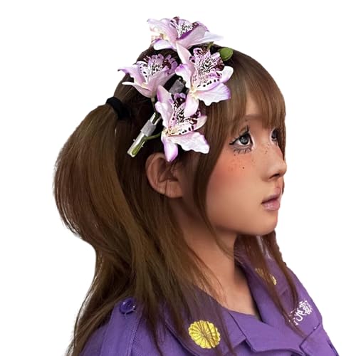 Japonism Lilien, Brautblume, Seitenclip, Haarspange, Prinzessin, süße Mädchen, Pony-Clip, Lilien, Lilien, mehrfarbige Lilien, Blumen-Haarspange von HNsdsvcd