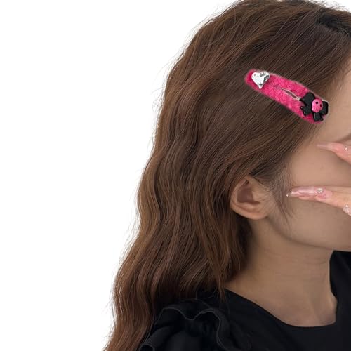 Niedliche Kristall-Haarnadeln für Damen und Kinder, mit Totenkopf-Motiv, pelzige Haarspangen, Zubehör, süßes Y2K Mädchen, Schnapp-Clip, Totenkopf-Haarspangen für dickes Haar von HNsdsvcd