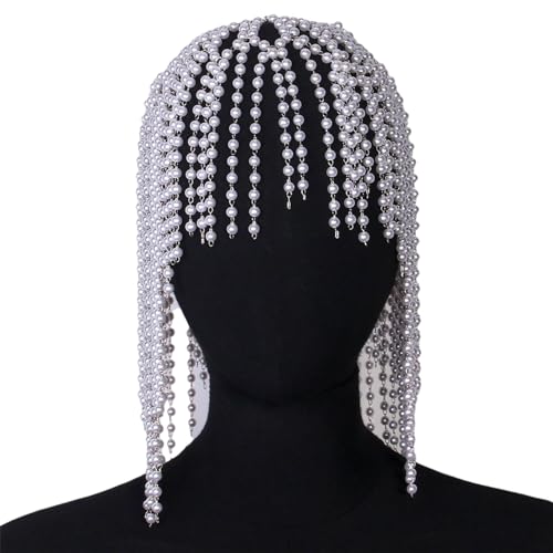 Perlen-Quasten-Kopfschmuck, Braut-Kopfkette, Hut, modische Fransen, Haarschmuck, elegantes Haar-Accessoire für Damen, akzentuierte Verzierung von HNsdsvcd