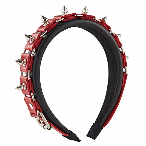 Punk-Stirnband, Stachel-Stirnband, Gothic-Stil, Tiaras, Nieten-Stirnband, Leder, Stachel-Kopfbedeckung, Rock-Stirnband für Herren, Steampunk-Nieten-Stirnband von HNsdsvcd