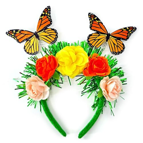 Realistisches Schmetterlings-Haarband für Mädchen und Frauen, Party-Requisiten, Stirnband, bunte Blume, Haarschmuck, Haarschmuck für Damen, Mädchen, Haarband, Festival-Stirnband von HNsdsvcd