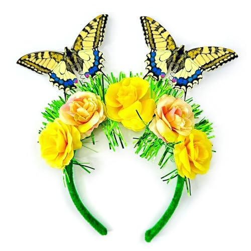 Realistisches Schmetterlings-Haarband für Mädchen und Frauen, Party-Requisiten, Stirnband, bunte Blume, Haarschmuck, Haarschmuck für Damen, Mädchen, Haarband, Festival-Stirnband von HNsdsvcd