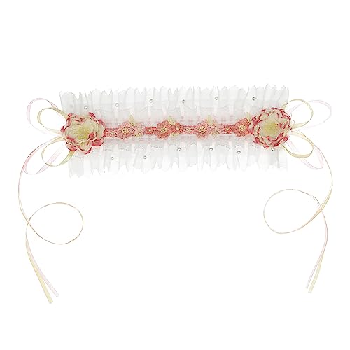 Rosa gerüschtes Spitzen-Stirnband, langes Band, Kamelie, wunderschöne französische Haarklammern, Kopfbedeckung, Zubehör, Dienstmädchen, Cosplay, Kopfschmuck von HNsdsvcd