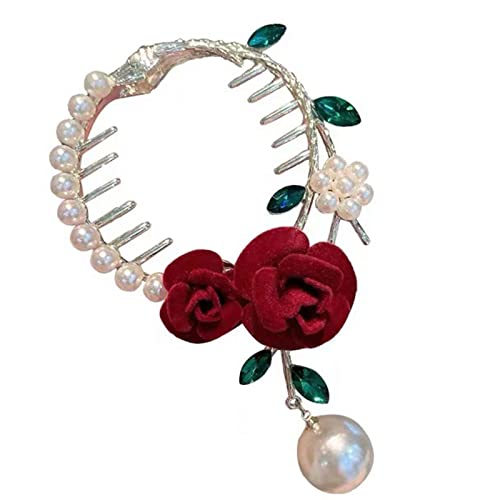 Rosen-Haarspange, Pferdeschwanz, Frauen-Haarnadel, Haarschmuck, elegant, Hochzeit, Party, kleine Haarklammer für Damen, dickes Haar, Haarklammer für dickes Haar, rutschfestes Haar von HNsdsvcd