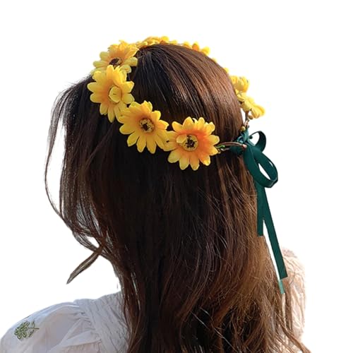 Stirnband mit Blumenmuster, für Sommer, Urlaub, Frühling, Strand, Sonnenblumenkranz, Haarband, Musikfestival, Damen, Haarschmuck, Party-Stirnband von HNsdsvcd