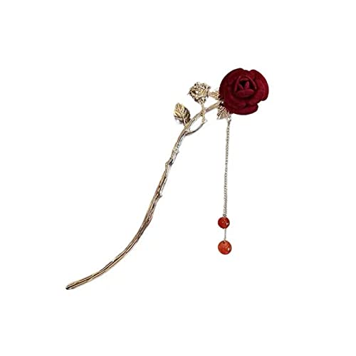 Vielseitige Hochzeits-Haarspangen, Kopfschmuck, trendige Rose, große Haarnadel für Damen, Urlaub, Haar-Accessoire, Haarstäbchen für Frauen, dekorative Rosen-Haarstäbe, Haarstäbchen für langes Haar und von HNsdsvcd