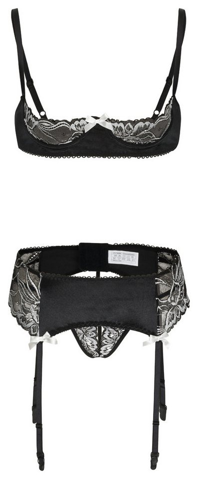 HO-Ersoka Set: Halbschalen-BH Dessous-Set 3tlg. Unterbrust-BH Straps-Gürtel String Tanga Spitze verstellbare Strapshalter von HO-Ersoka