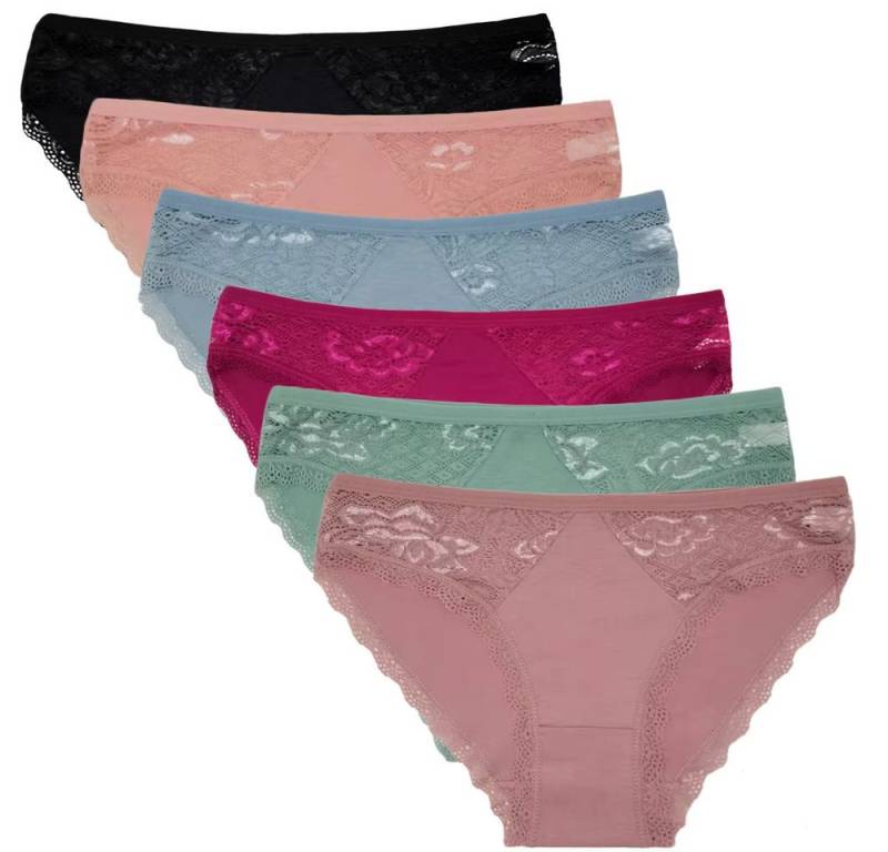 HO-Ersoka Slip Damen Slips Spitze Baumwolle Set 6 Stück Unterhosen (6er-Pack) von HO-Ersoka