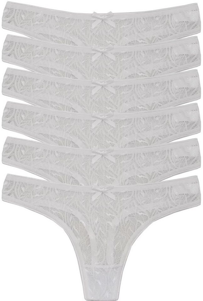 HO-Ersoka Stringtanga Damen Strings Spitze Set 3/6 Stück Tangas Slips schwarz/weiß (Packung, 3er Set, 6er Set) von HO-Ersoka