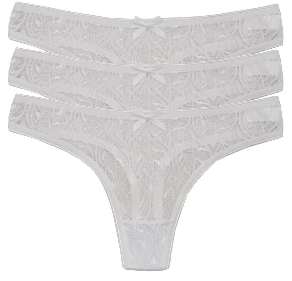 HO-Ersoka Stringtanga Damen Strings Spitze Set 3/6 Stück Tangas Slips schwarz/weiß (Packung, 3er Set, 6er Set) von HO-Ersoka