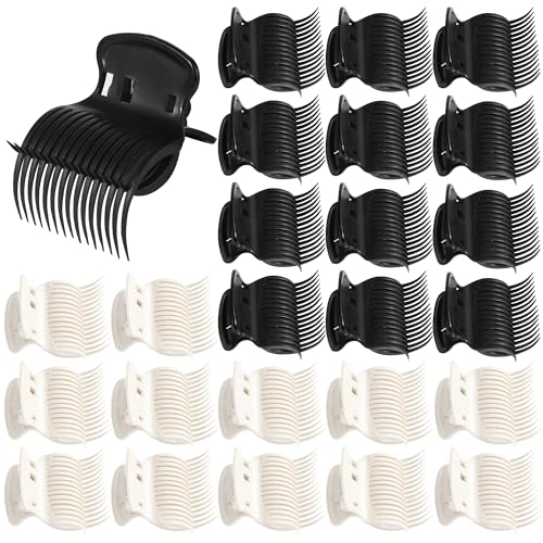 24 Stück Hot Roller Clips, Lockenwickler Klammern, Lockenwickler Clips für Frauen Mädchen Hair Section(12 Schwarz + 12 Weiß) von HO-SFSM