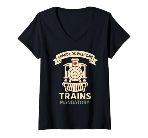 Damen Modelleisenbahn Opa Eisenbahn Hobby Dampflokomotive Layout Bauen T-Shirt mit V-Ausschnitt Damen Modelleisenbahn Opa Eisenbahn Hobby Dampflokomotive Layout Bauen T-Shirt mit V-Ausschnitt von HO Scale Railway Enthusiast Engineer Train Club
