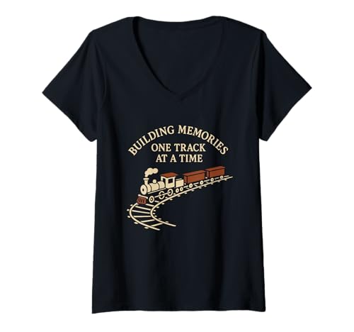 Damen Modelleisenbahn Opa Eisenbahn Hobby Dampflokomotive Layout Bauen T-Shirt mit V-Ausschnitt Damen Modelleisenbahn Opa Eisenbahn Hobby Dampflokomotive Layout Bauen T-Shirt mit V-Ausschnitt von HO Scale Railway Enthusiast Engineer Train Club