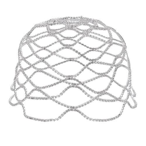 HOBBIESAY 1 Stück Kristallkappe Kopfschmuck Silberfarben Braut Kopfschmuck Hochzeits Stirnbänder Kette Eisen Strass Haarschmuck Für Frauen Festival Abschlussball Party Dekoration Durchmesser von HOBBIESAY