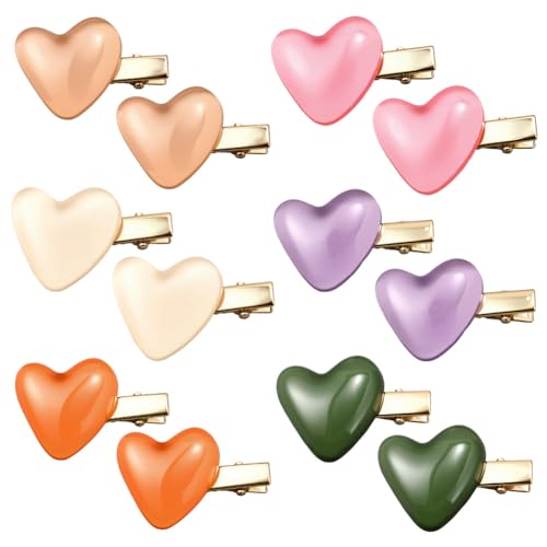 HOBBIESAY 12 Stück Herz Haarnadeln Farbige Liebes Haarnadeln Eisen Krokodilklemmen mit Gemischte Farben Accessoires für Frauen Hochzeit Party Festival Dekoration von HOBBIESAY
