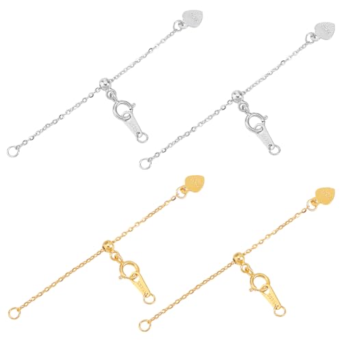 HOBBIESAY 2 Farbe 4 Stück Verstellbare Verlängerungskette 46-74mm Gold/Silber Kette Armbänder Verlängerungskette Für Halsketten Verschluss Verlängerungskette Für Frauen DIY Schmuckherstellung von HOBBIESAY