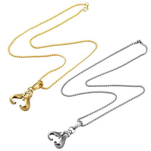 HOBBIESAY 2 Stück Boxhandschuhe Anhänger Silber und Gold Neckschmuck aus Edelstahl für Herren und Damen 23.7 Zoll von HOBBIESAY