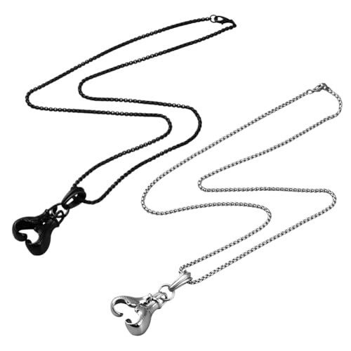 HOBBIESAY 2 Stück Punk Boxhandschuh Anhänger Halsketten Boxhandschuhe Halskette Edelstahl Punk Stil Halsketten Für Frauen Und Männer Handschuh Für Männer Und Frauen Sport Juwelier Geschenk von HOBBIESAY